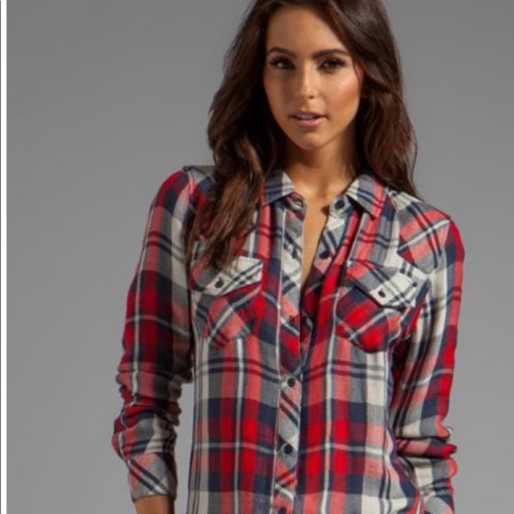 Rails red and navy flannel size medium
